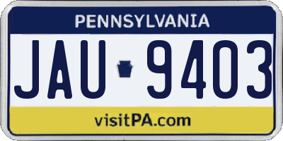PA license plate JAU9403