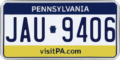 PA license plate JAU9406