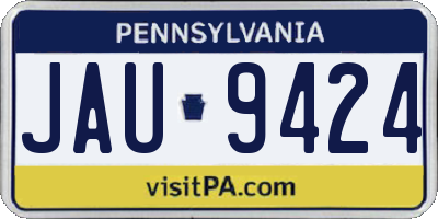 PA license plate JAU9424