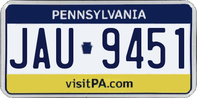 PA license plate JAU9451