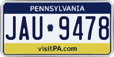 PA license plate JAU9478