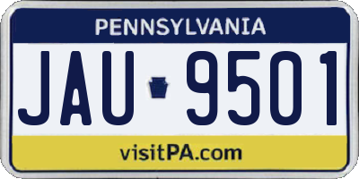 PA license plate JAU9501