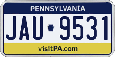 PA license plate JAU9531