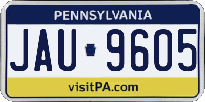 PA license plate JAU9605