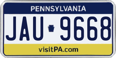 PA license plate JAU9668