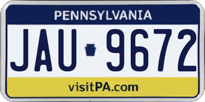 PA license plate JAU9672
