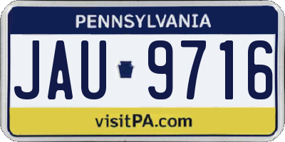 PA license plate JAU9716