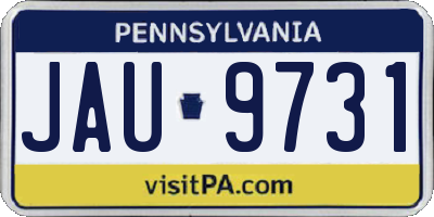 PA license plate JAU9731