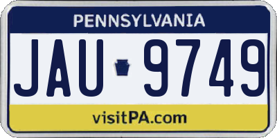 PA license plate JAU9749