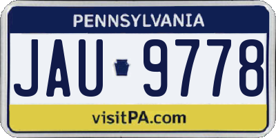 PA license plate JAU9778