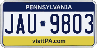 PA license plate JAU9803