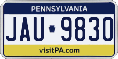 PA license plate JAU9830