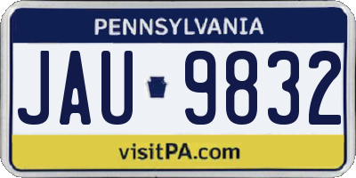 PA license plate JAU9832