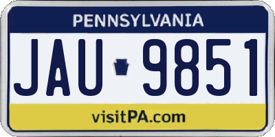 PA license plate JAU9851