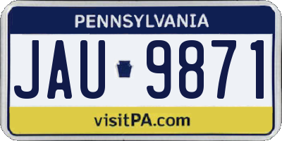 PA license plate JAU9871