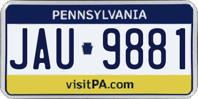 PA license plate JAU9881