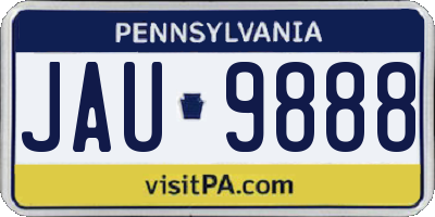 PA license plate JAU9888