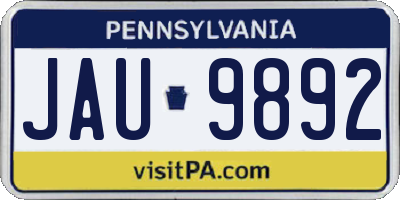 PA license plate JAU9892