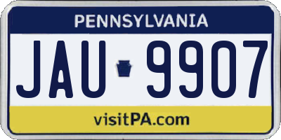 PA license plate JAU9907