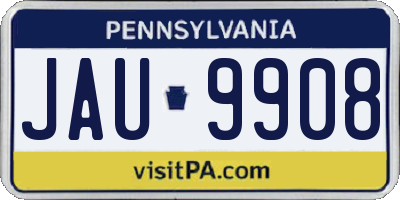 PA license plate JAU9908