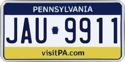 PA license plate JAU9911