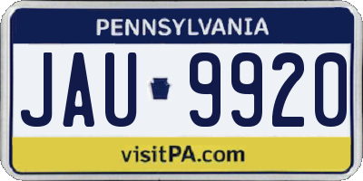 PA license plate JAU9920