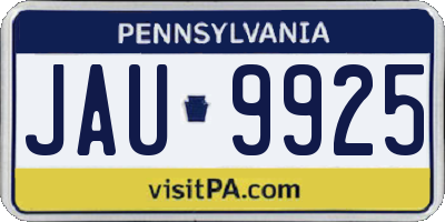 PA license plate JAU9925