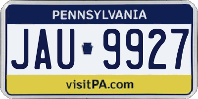 PA license plate JAU9927