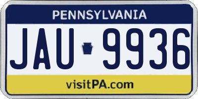 PA license plate JAU9936