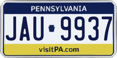 PA license plate JAU9937