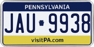 PA license plate JAU9938