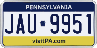 PA license plate JAU9951