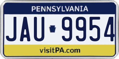 PA license plate JAU9954