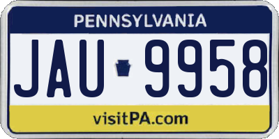 PA license plate JAU9958