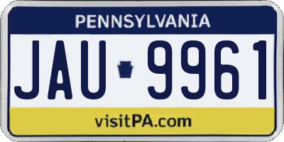 PA license plate JAU9961