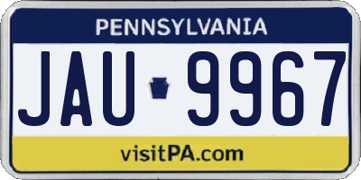 PA license plate JAU9967