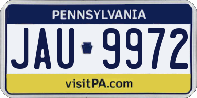 PA license plate JAU9972