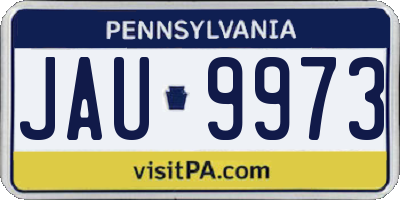 PA license plate JAU9973