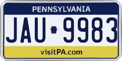 PA license plate JAU9983