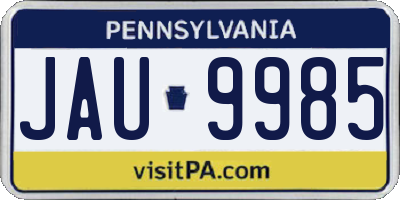 PA license plate JAU9985