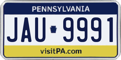 PA license plate JAU9991