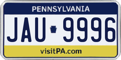 PA license plate JAU9996