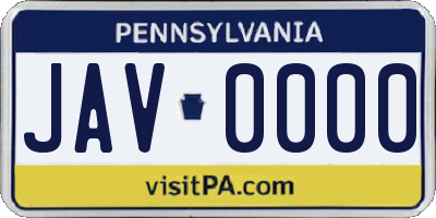 PA license plate JAV0000