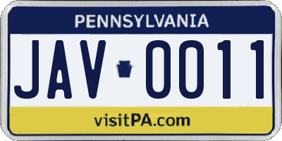 PA license plate JAV0011