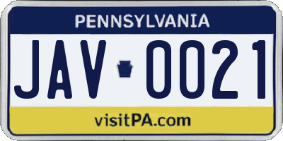 PA license plate JAV0021