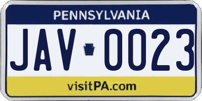 PA license plate JAV0023