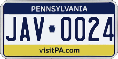 PA license plate JAV0024