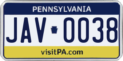 PA license plate JAV0038