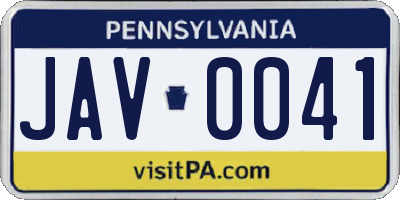 PA license plate JAV0041