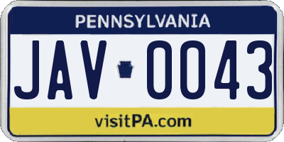 PA license plate JAV0043